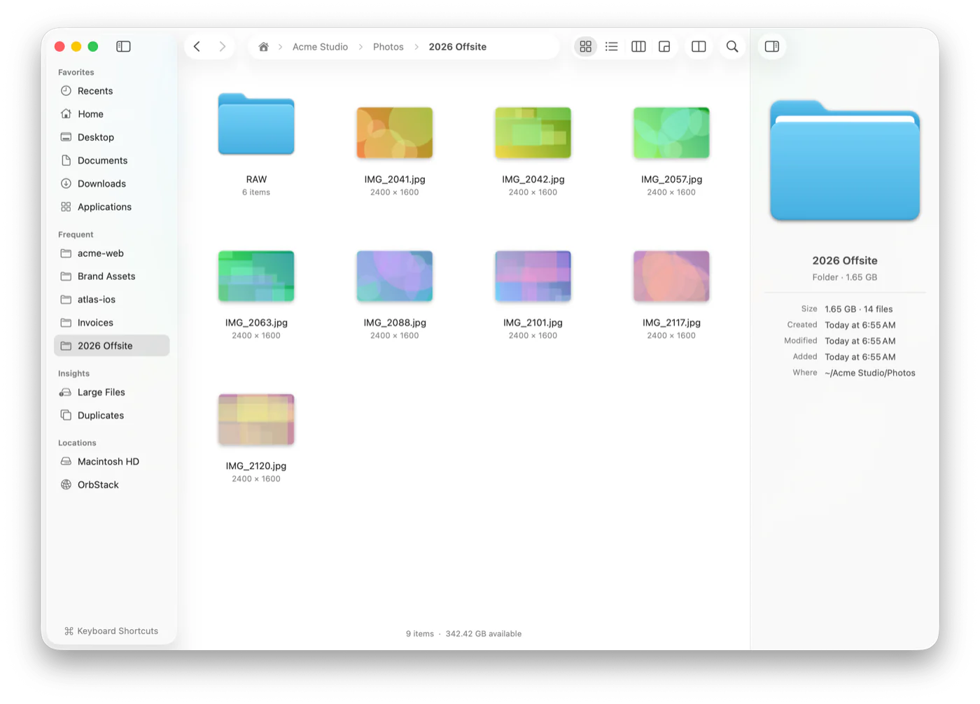 Icon view with image thumbnails